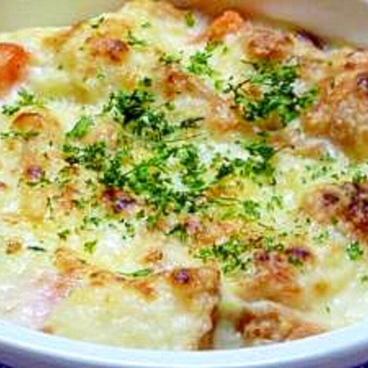 残り物で→ܫ←「あつあつシチューパングラタン」